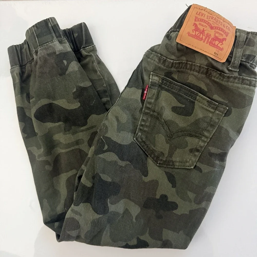LEVIS Jeans Camo Pants Slim Fit Stretch Boy's Twill Jogger Green Camouflage 6